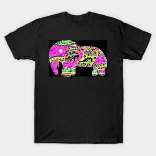 mayan elephant in rainbow pattern ecopop art wallpaper T-Shirt